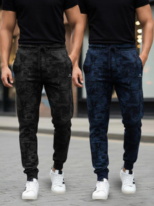 Guide Printed Men Black Dark Blue Track