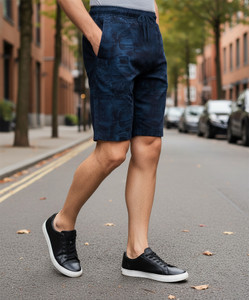 Guide Printed Men Dark Blue Regular Shorts