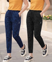 Guide Printed Women Black Dark Blue Track