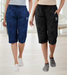 guide women black dark blue capri