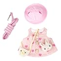 Guinea Pig Clothes,Rabbit Harness,Ferret Bunny Clothes with Pet Rabbit Harness and Leash Mini Hat Bag Cute Brooch for Kitten Small Animal Collars