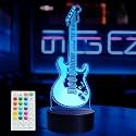 Guitar Gifts, Guitar Night Light, 3D Illusion Lamp with 16 Colors Changing, Remote Control with Timer, Kids Music Room Decoration for Holiday Birthday Christmas