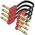 Guitar Patch Cables Kevlar-Reinforced Flat Ribbon 6 Inch 4-Pack, Gold-Plated Built-to-Last Noiseless Quad-Layer Shielded, Guitar Pedal Cables for BOSS MXR EBS Behringer Donner Pedal, Red