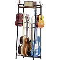 Guitar Stand, Guitar Rack Holder for Acoustic Guitar, Electric Guitar, Bass Display Stand, Multiple Guitar Rack Holder for 5-7 Guitars, Guitar Amp Accessories, for Home Music Studio, Rustic Brown