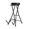 Guitar Stool with Backrest & Footrest, Height Adjustable Foldable Padded Seat for Electric Guitar Violin Bass, Integrated Guitars Holder for Home Studio & Performances (Black B)