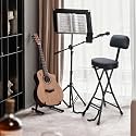 Guitar Stool, Guitar Stools for Adults, Guitars Chair with Plush Padded Cushion & Ergonomic Backrest, Folding Chair Integrated with Guitars Stand, for Adults, Rehearsals, Performances, Home Practice