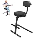 Guitar Stool with Padded Cushion, Adjustable Guitar Seat with Backrest & Footrest, Foldable Guitars Chair & Stand Combo for Drummer Guitarist Musician, 225lb Capacity Black