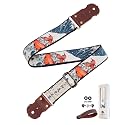 Guitar Strap - 2" Wide Thick Real Cowhide Ends,Safety &amp; Durable Guitar Straps with Soft Embroidery Adjustable Strap,Printed Fish