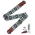 Guitar Strap - 2" Wide Thick Real Cowhide Ends,Safety &amp; Durable Guitar Straps with Soft Embroidery Adjustable Strap,Embroidered Green Floral
