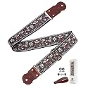 Guitar Strap - 2" Wide Thick Real Cowhide Ends,Safety & Durable Guitar Straps with Soft Embroidery Adjustable Strap,Embroidered olive green floral