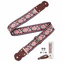 Guitar Strap, Jacquard Embroidery Guitar Straps with Top Real Cowhide Ends Guitar Straps for Electric,Bass and Acoustic Guitars(Embroidered Flower - Pink)