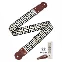 Guitar Strap, Jacquard Embroidery Guitar Straps with Top Real Cowhide Ends Guitar Straps for Electric,Bass and Acoustic Guitars(Black & White Vintage)