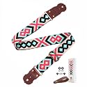 Guitar Strap, Jacquard Embroidery Guitar Straps with Top Real Cowhide Ends Guitar Straps for Electric,Bass and Acoustic Guitars(Fashion Large Diamond)