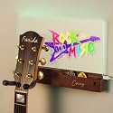 Guitar Wall Mount with RGB LED Drawing Board,Diy Writable with 7-color markers,Beech Wood&amp;Rotating Iron Hook for Acoustic/Electric Guitar/Bass Display, Idel Gift for Musicians,with USB no Adatper