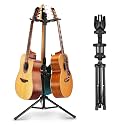 GUITTO Triple Guitar Stand - Heavy Duty 3 Guitar Stand for Acoustic/Electric/Bass/Banjos, Auto-Lock Folding Design, Non-Slip Base & Anti-Rust - Portable for Stage/Travel/Studio GGS-06T