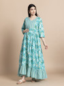 Gujari Women Fit and Flare Light Blue