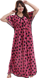 gulabi vastra women nighty pink black
