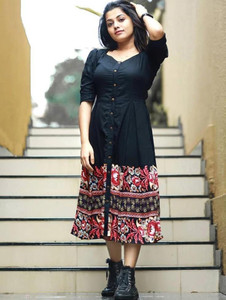 Gulabo Women Fit and Flare Multicolor Midi