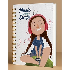 a5 premium hardcover diary notebook  free bookmark  23 x 15 cm  120 gsm 80 dotted pages  waterproof cover  perfect for journaling amp gifting music is my escape