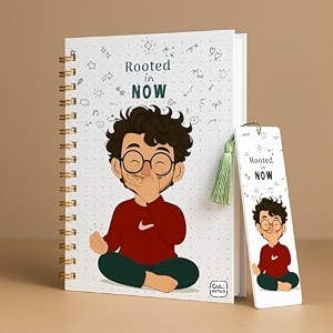 a5 premium hardcover diary notebook  free bookmark  23 x 15 cm  120 gsm 80 lined pages  waterproof cover  perfect for journaling amp gifting rooted in now