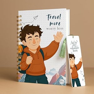 a5 premium hardcover diary notebook  free bookmark  23 x 15 cm  120 gsm 80 lined pages  waterproof cover  perfect for journaling amp gifting travel more worry less red