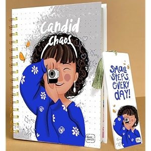 a5 premium hardcover diary notebook  free bookmark  23 x 15 cm  120 gsm 80 dotted pages  waterproof cover  perfect for journaling amp gifting candid chaos