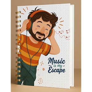 a5 premium hardcover diary notebook  free bookmark  23 x 15 cm  120 gsm 80 dotted pages  waterproof cover  perfect for journaling amp gifting music is my escape orange