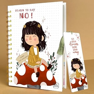 a5 premium hardcover diary notebook  free bookmark  23 x 15 cm  120 gsm 80 lined pages  waterproof cover  perfect for journaling amp gifting learn to say no