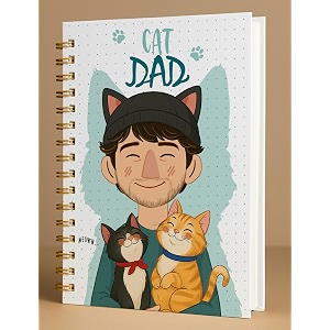 a5 premium hardcover diary notebook  free bookmark  23 x 15 cm  120 gsm 80 dotted pages  waterproof cover  perfect for journaling amp gifting cat dad