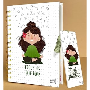 a5 premium hardcover diary notebook  free bookmark  23 x 15 cm  120 gsm 80 dotted pages  waterproof cover  perfect for journaling amp gifting focus on the good