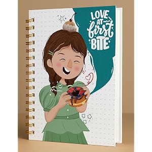 a5 premium hardcover diary notebook  free bookmark  23 x 15 cm  120 gsm 80 lined pages  waterproof cover  perfect for journaling amp gifting love at first bite