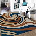 GULDASTA 6x8 Feet Blue Acrylic Carpet, Soft Anti Slip Washable Area Rug for Living Room Bedroom