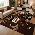 GULDASTA BCF Carpet 5x7 Feet Brown Area Rug for Living Room Bedroom, Soft Washable Anti Slip Large Floor Carpet Home Decor