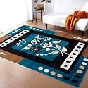 GULDASTA Blue-Color Floral Carpet 8x11 Feet Premium Anti-Slip Area Rug for Living Room Bedroom Washable Home Decor