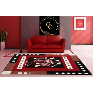 GULDASTA CARPETModern Geometrical Design Carpet Red Flower