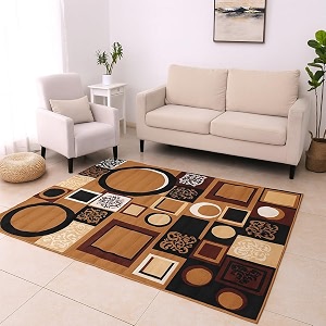 guldasta gold floral carpet for living room 5x7 feet  soft anti skid area rug for bedroom hall home decor