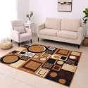GULDASTA Gold Floral Carpet for Living Room 5x7 Feet | Soft Anti Skid Area Rug for Bedroom Hall Home Decor