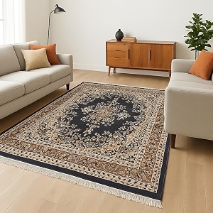 guldasta grey color floral carpet 8x11 feet premium anti-slip large area rug living room bedroom washable home decor