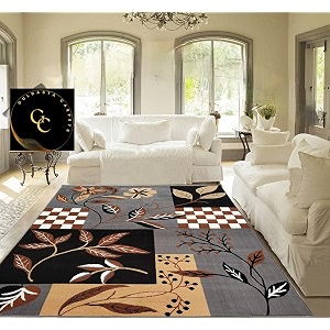 GULDASTA Grey Floral Carpet 7x10 Feet for