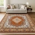 GULDASTA Large Carpet 8x11 Feet Floral Multi-Color Living Room Bedroom Area Rug Anti-Slip Home Decor