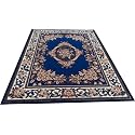 GULDASTA Premium Carpet Blue Area Rug 6x8 Feet 1 Inch Thick Ultra Soft Anti-Slip Dining Room Living Room Washable Carpet Home Decor
