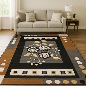guldasta premium floral carpet 6x8 feet soft multi-color living room bedroom area rug anti-slip elegant home decor