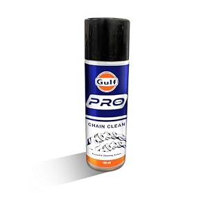 gulf pro chain clean fast degreasing formula chain cleaning solution  compatible with o x z-ring chain oil 150 ml