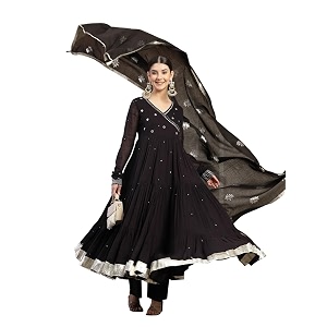 Gulmohar Jaipur Womens Malmal Solid Angrakha Neck