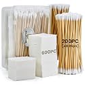 Gun Cleaning Supplies in Storage Box - 600PCS Patches and 200PCS Double Ended Swabs, 6" Long Cotton Swabs, Lint Free Gun Cleaning Cloth