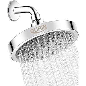 gurin abs multi-function overhead rain shower head for bathroom high pressure showerhead with adjustable angles anti-clogging silicone nozzles