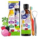 GuruNanda Kids Oil Pulling, Alcohol-Free Mouthwash, Essential Oils & Vitamins for Fresh Breath & Happy Gums for Ages 6 & up, Natural Bubble Berry, 8 Oz