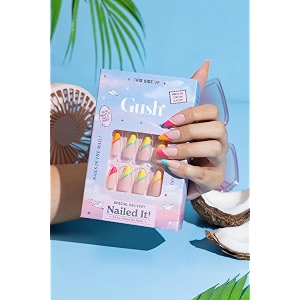 gush beauty press on nails reusable candy land - medium almond  24 pack