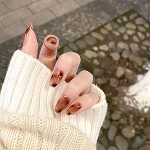 gush beauty press on nails  artificial nails set brown cat eye