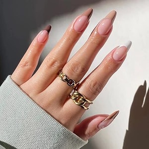 gush beauty press on nails shades of brown - medium almond  24 pack